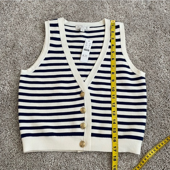 NWT J. Crew Emilie Striped V-Neck Sweater Knit Vest with Gold Buttons Size XS - Picture 5 of 9